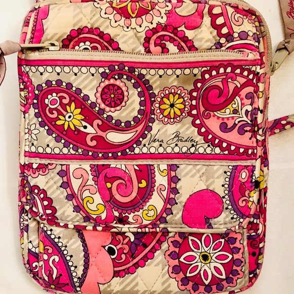 Vera Bradley Cross Body Bag Paisley Pink Pattern - Picture 1 of 2